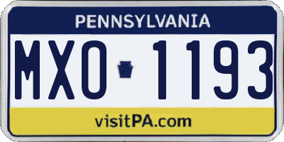 PA license plate MXO1193