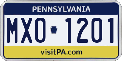 PA license plate MXO1201