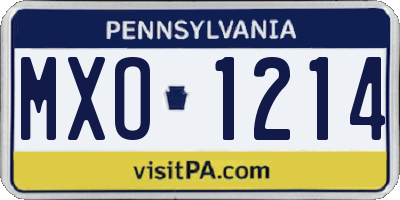 PA license plate MXO1214