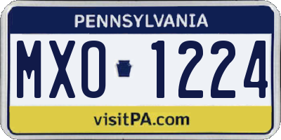 PA license plate MXO1224