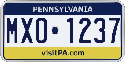 PA license plate MXO1237