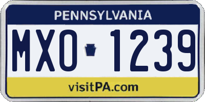 PA license plate MXO1239