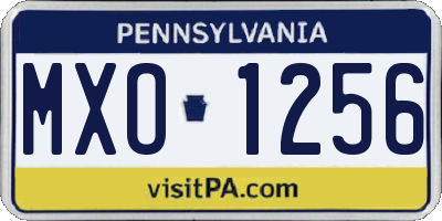 PA license plate MXO1256