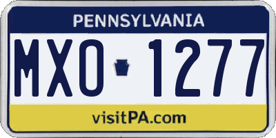PA license plate MXO1277