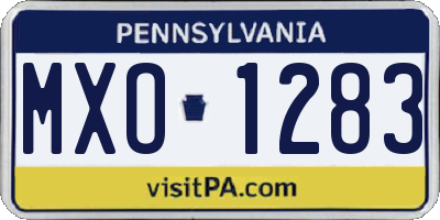 PA license plate MXO1283