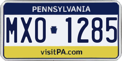 PA license plate MXO1285