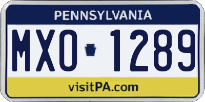 PA license plate MXO1289