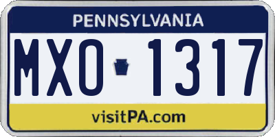 PA license plate MXO1317