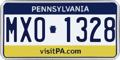 PA license plate MXO1328