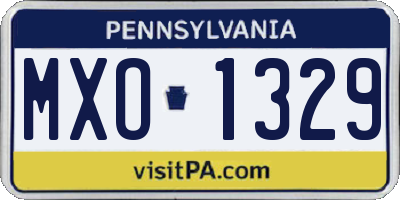 PA license plate MXO1329