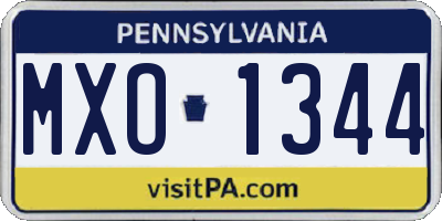 PA license plate MXO1344