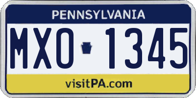 PA license plate MXO1345