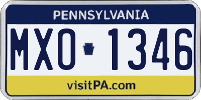 PA license plate MXO1346