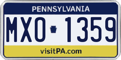 PA license plate MXO1359
