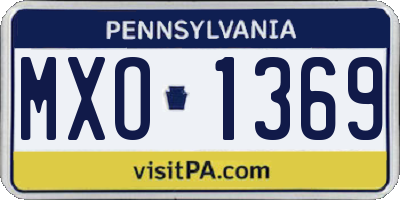 PA license plate MXO1369