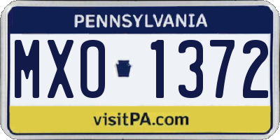PA license plate MXO1372