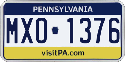 PA license plate MXO1376