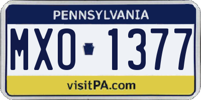 PA license plate MXO1377