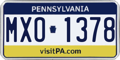 PA license plate MXO1378