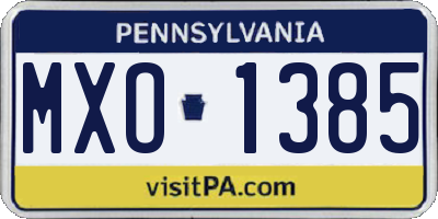 PA license plate MXO1385