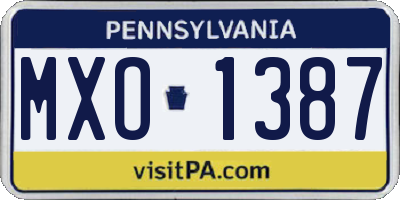 PA license plate MXO1387