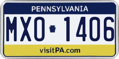 PA license plate MXO1406