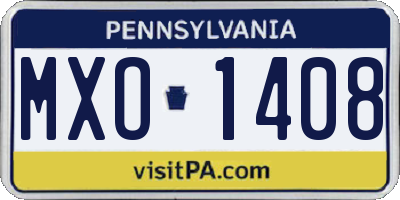 PA license plate MXO1408