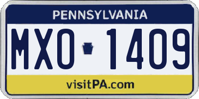 PA license plate MXO1409