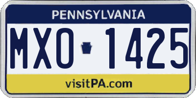PA license plate MXO1425