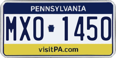 PA license plate MXO1450