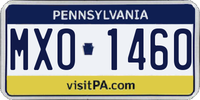 PA license plate MXO1460