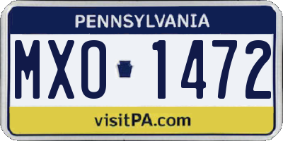 PA license plate MXO1472