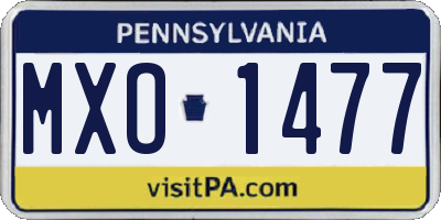 PA license plate MXO1477
