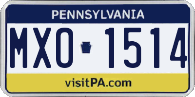 PA license plate MXO1514