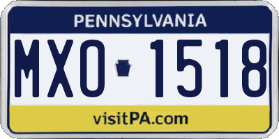 PA license plate MXO1518