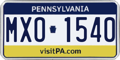 PA license plate MXO1540
