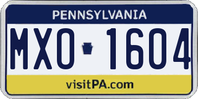 PA license plate MXO1604
