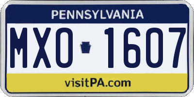 PA license plate MXO1607