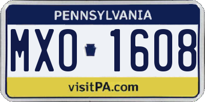 PA license plate MXO1608