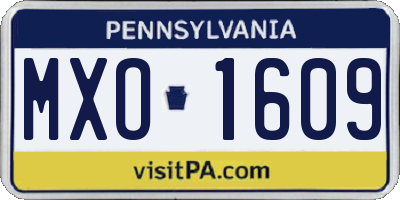 PA license plate MXO1609