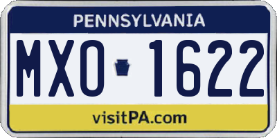 PA license plate MXO1622