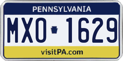 PA license plate MXO1629
