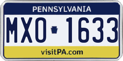 PA license plate MXO1633