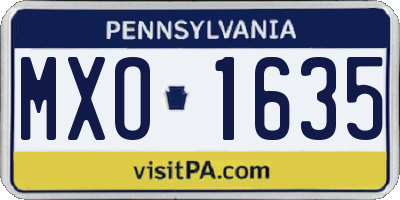 PA license plate MXO1635