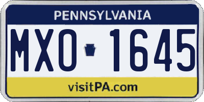 PA license plate MXO1645