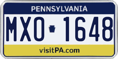 PA license plate MXO1648