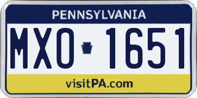 PA license plate MXO1651