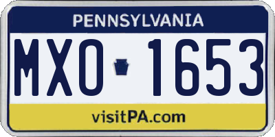 PA license plate MXO1653