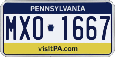 PA license plate MXO1667