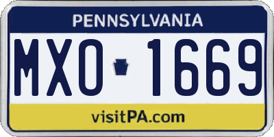 PA license plate MXO1669